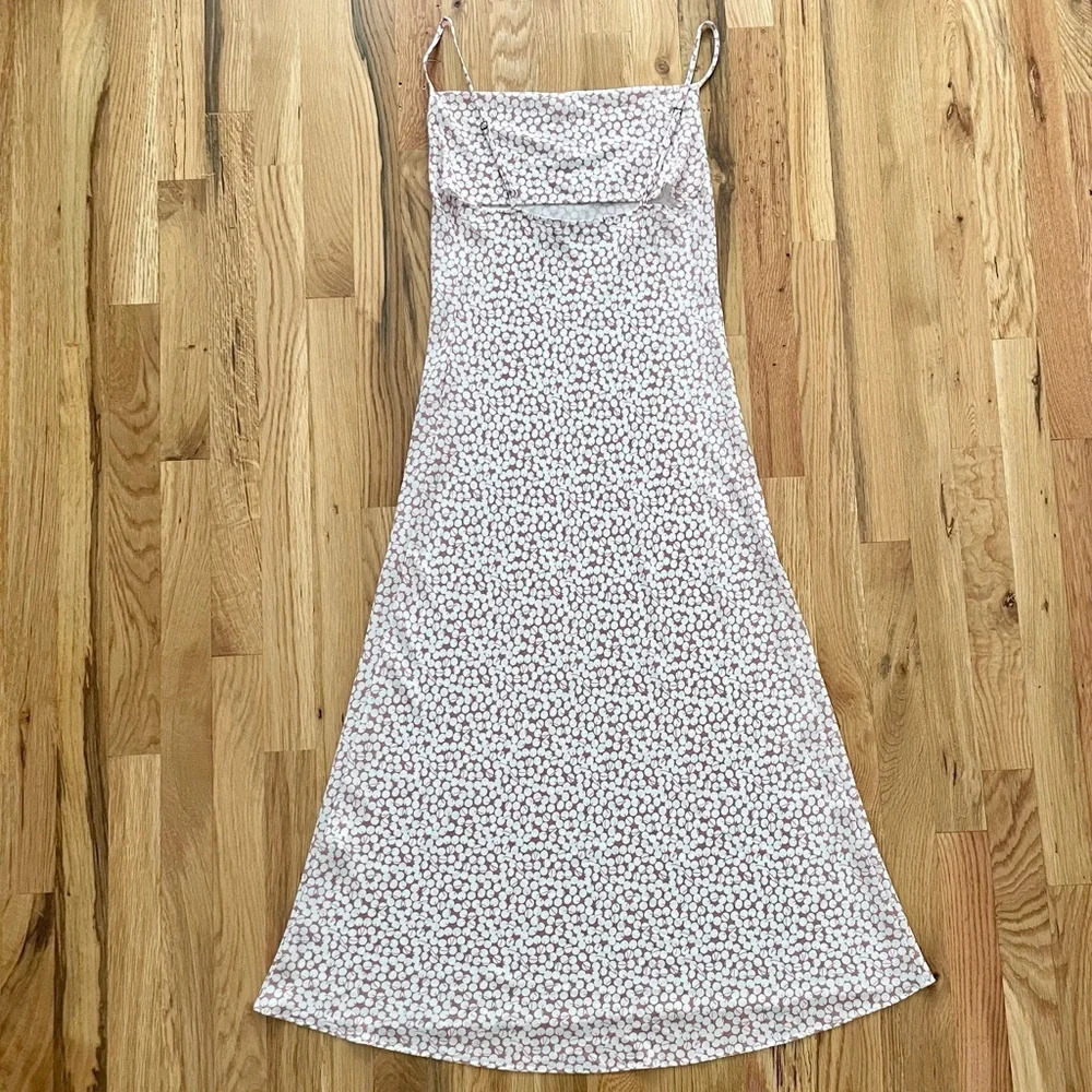 Endless Summer Berri Cherry White & Tan Cowl Neck spaghetti strap Slip Dress XS - Picture 5 of 8